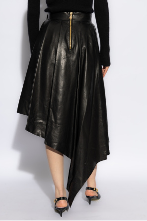 Balmain Asymmetrical cut leather skirt