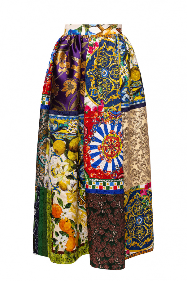 Dolce & Gabbana logo tag keyring Patchwork skirt