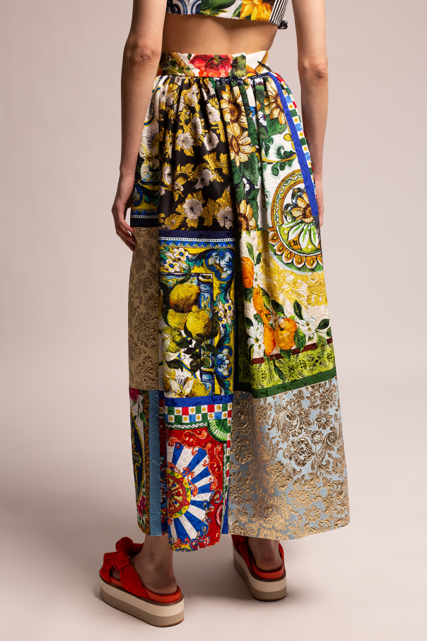 IetpShops | Dolce & Gabbana Patchwork skirt | Dolce & Gabbana Flower  Embellished Sweater | Women's Clothing