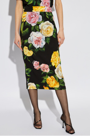 Dolce & Gabbana Silk skirt with floral motif