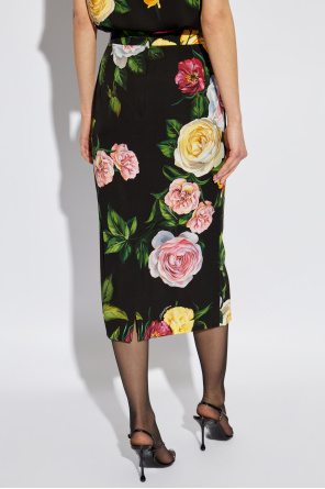 Dolce & Gabbana Silk skirt with floral motif