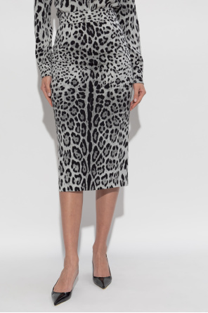 Dolce & Gabbana Jedwabna spódnica z motywem zwierzęcym