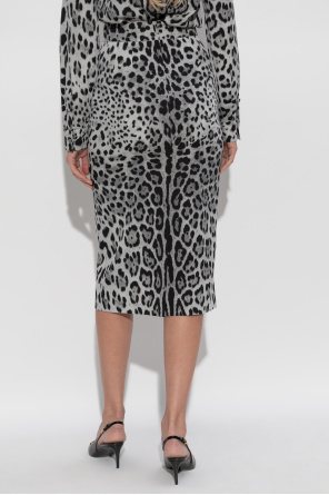 Dolce & Gabbana Jedwabna spódnica z motywem zwierzęcym