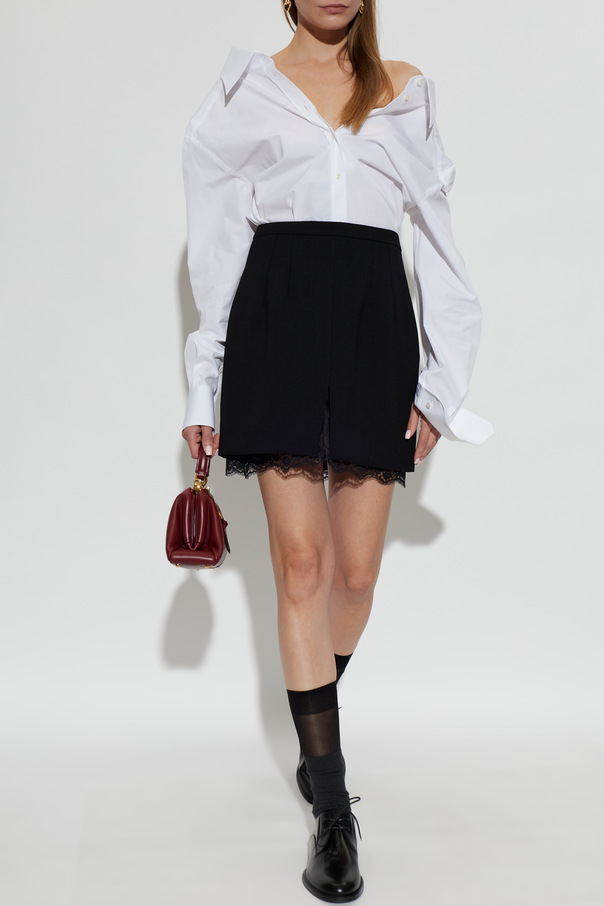 Dolce & Gabbana Wool Skirt with Lace Elements