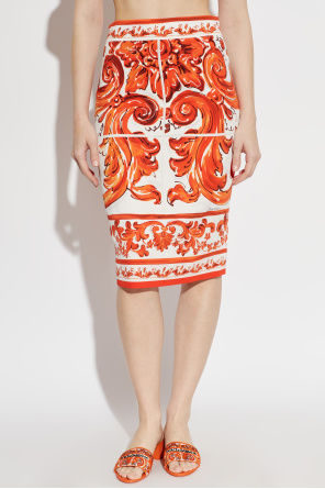 Dolce & Gabbana Silk skirt with "Majolica" print