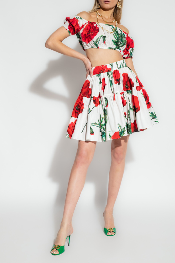 dolce stretch-cotton & Gabbana Skirt with floral motif
