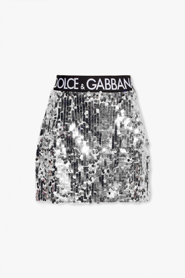 Dolce & Gabbana distressed denim jacket Sequin skirt