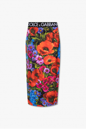 Skirt with floral motif od Dolce & Gabbana brogue-detailed Derby shoes