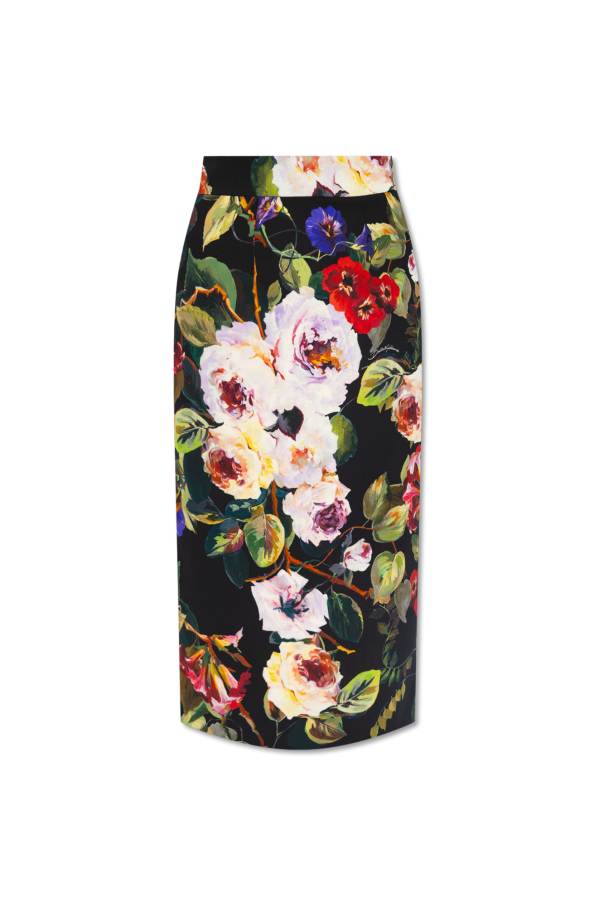 Dolce & Gabbana Silk skirt with floral motif