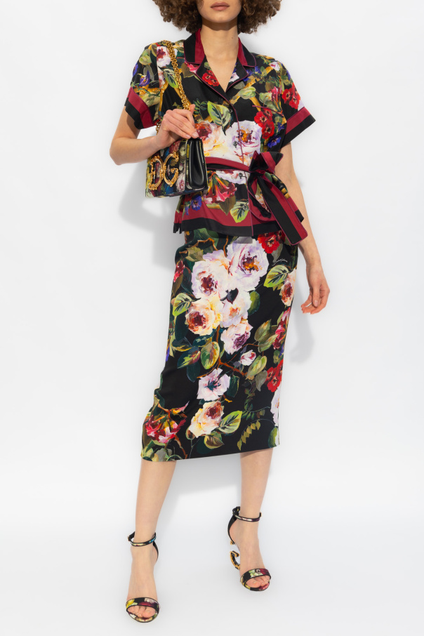 Dolce & Gabbana Silk skirt with floral motif