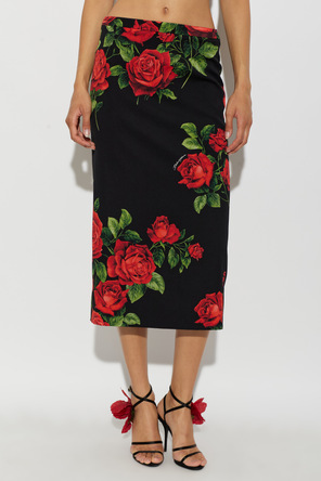Dolce & Gabbana Silk skirt with floral motif