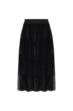 Silk skirt with leather fringes