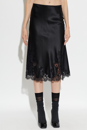 Dolce & Gabbana Silk Skirt with Lace Trim
