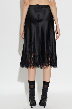 Dolce & Gabbana Silk Skirt with Lace Trim