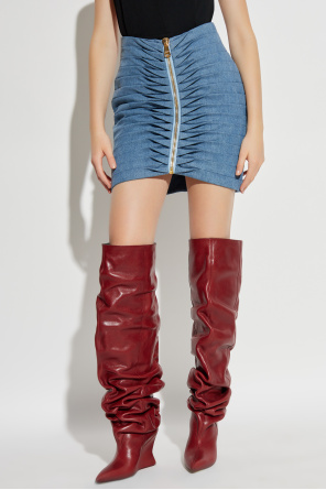 Balmain Falda vaquera con pinzas