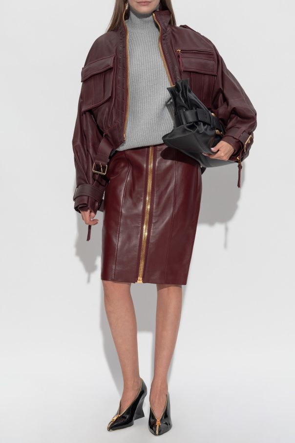 Balmain Leather skirt