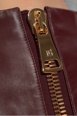 Balmain Leather skirt