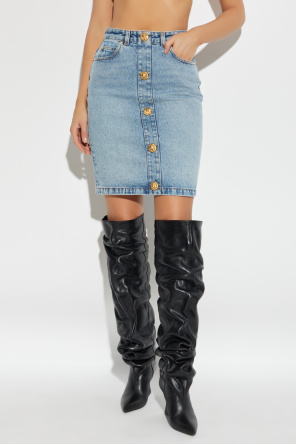 Balmain Jeansowa spódnica z dekoracyjnymi guzikami