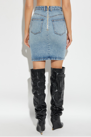 Balmain Jeansowa spódnica z dekoracyjnymi guzikami