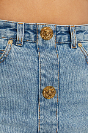 Balmain Jeansowa spódnica z dekoracyjnymi guzikami