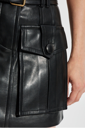Balmain Short leather skirt