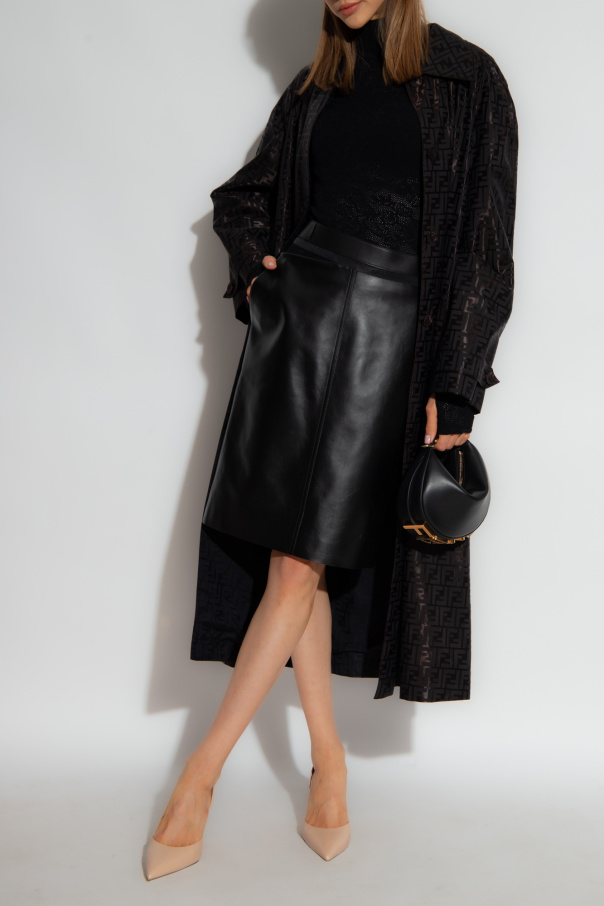 Fendi crew Leather skirt