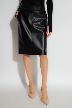 Fendi crew Leather skirt