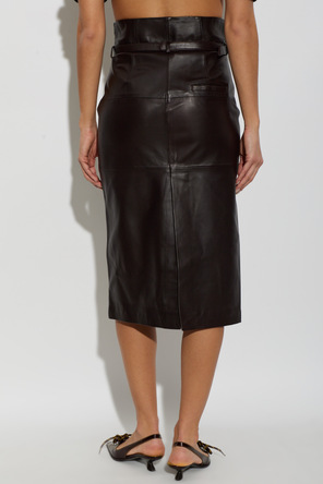 Ami Alexandre Mattiussi Leather skirt with slit