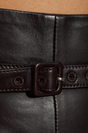 Ami Alexandre Mattiussi Leather skirt with slit
