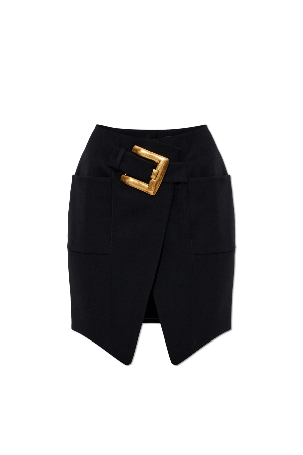 Wool skirt with decorative belt od Balmain