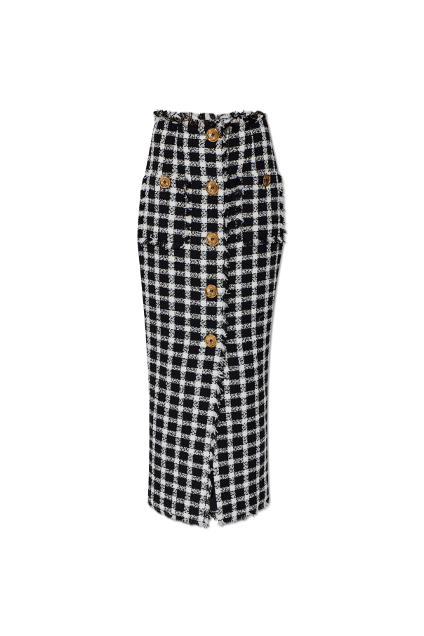 Tweed skirt with a check pattern od Balmain