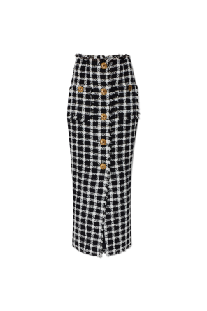 Falda de tweed con estampado de cuadros