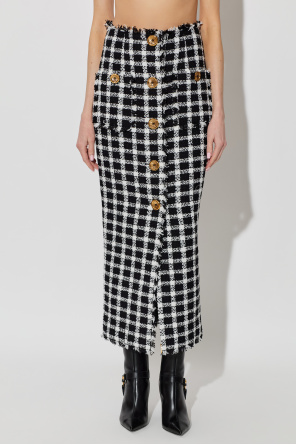 Balmain Falda de tweed con estampado de cuadros