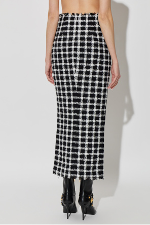 Balmain Falda de tweed con estampado de cuadros