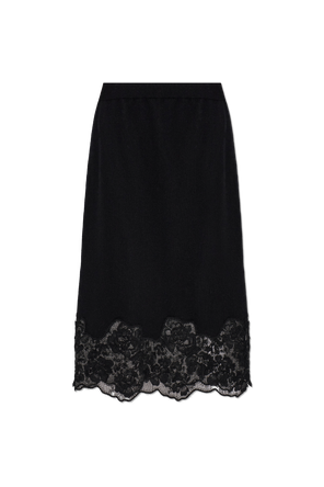 Wool skirt with lace trim