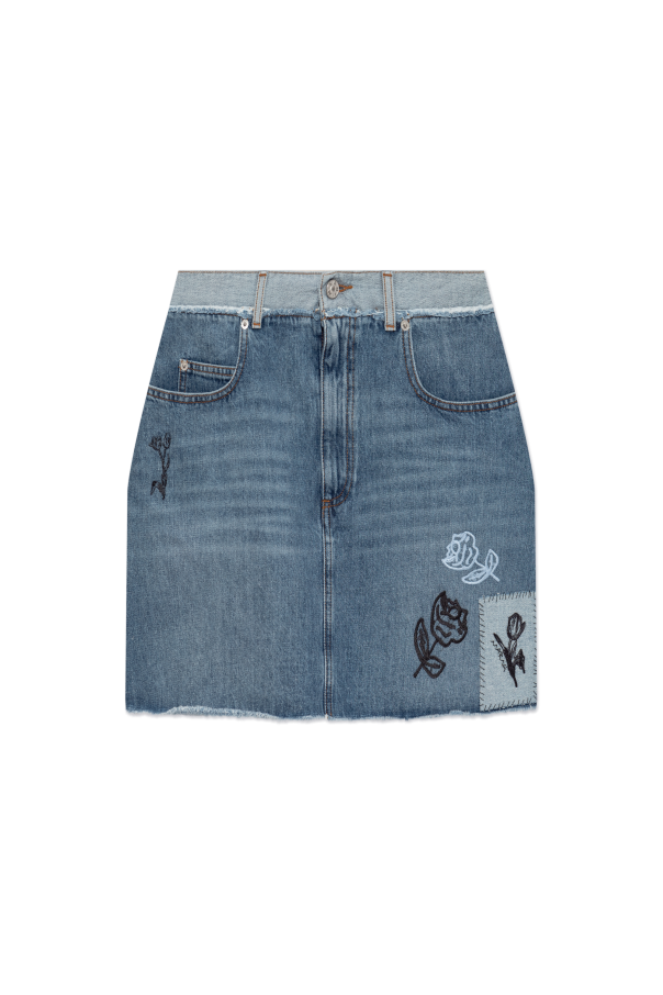 Short denim skirt with logo od Marni