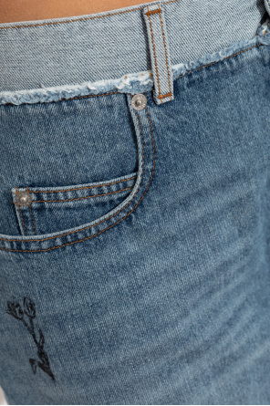 Marni Short denim skirt with logo