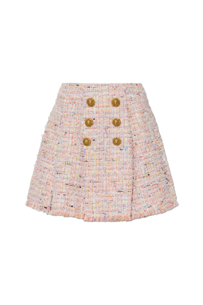 Tweed skirt with decorative buttons