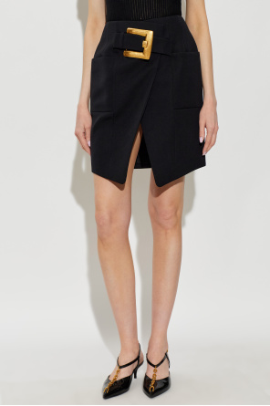 Balmain Falda de lana con hebilla
