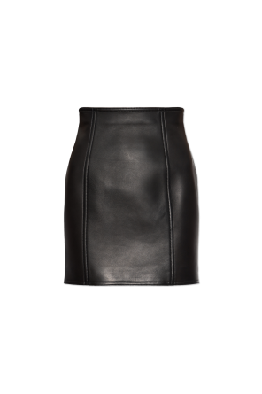 Short leather skirt