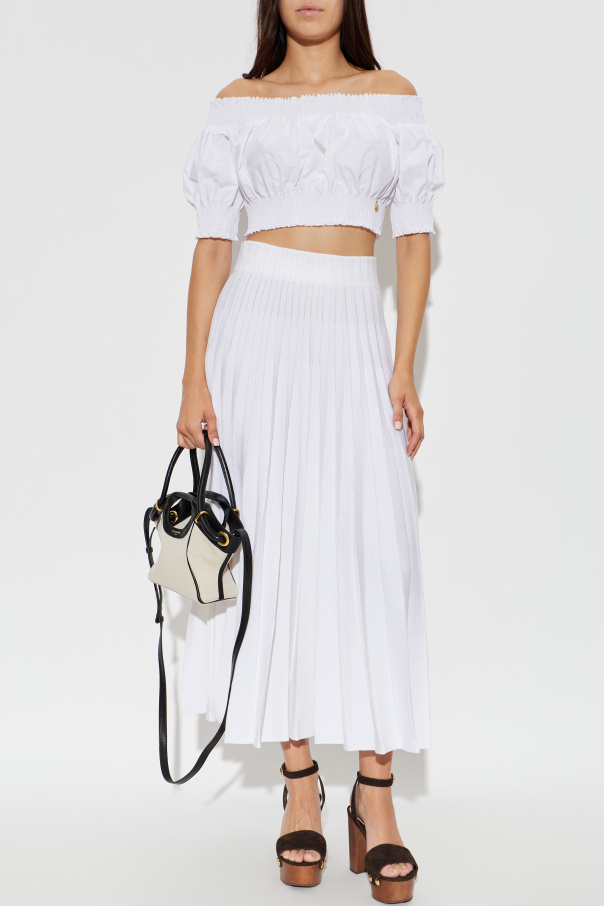 Balmain Saia plissada com lantejoulas