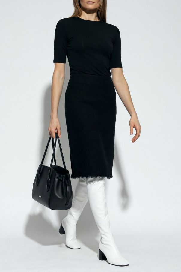 JIL SANDER Spódnica z surowo wykończony dołem