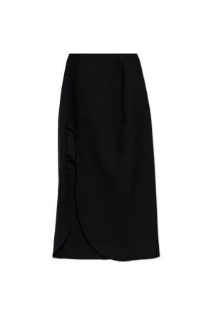 Wool Midi Skirt with Side Slit