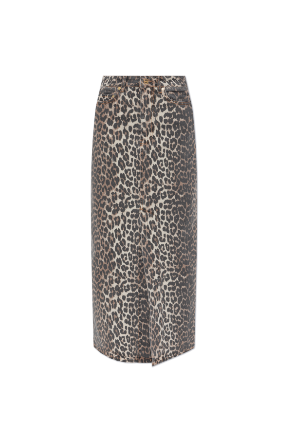 Ganni Denim skirt with animal print