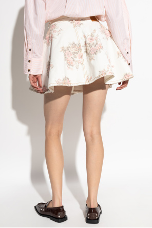 Ganni Falda vaquera con motivo floral