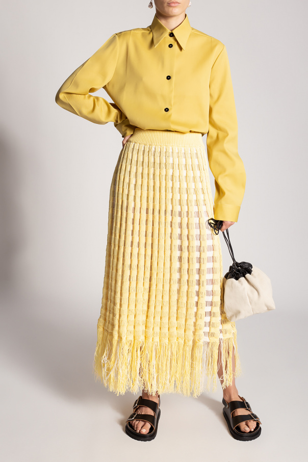 Jil Sander asymmetric-hem wool midi dress - Yellow