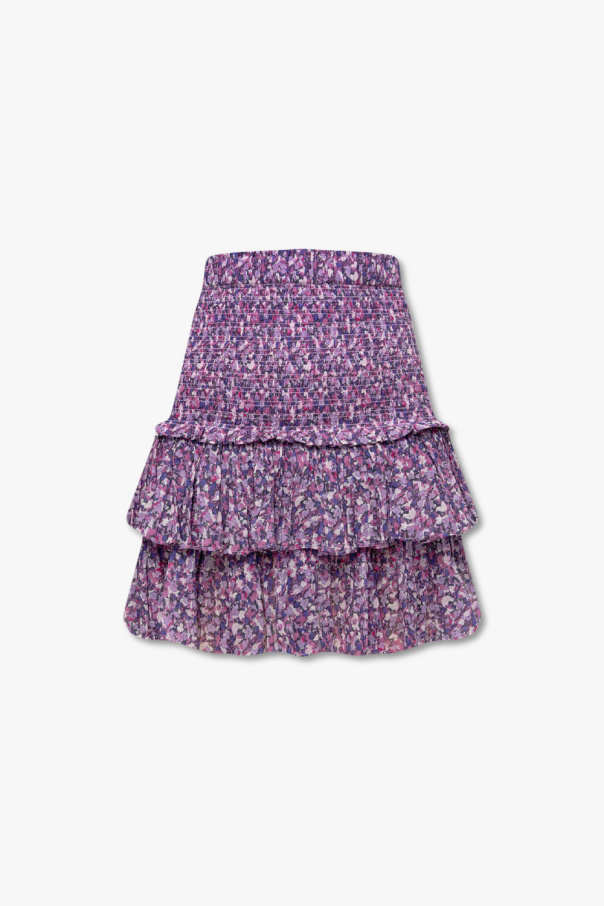 Merine suede shoulder bag ‘Naomi’ patterned skirt