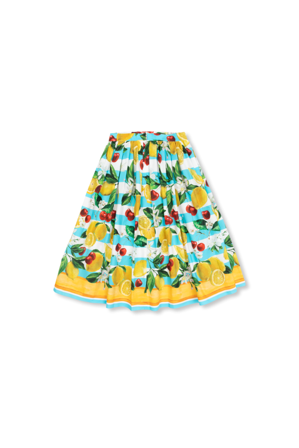 Dolce & Gabbana Kids Magnolia pattern track jacket Kids Skirt with motif of fruits