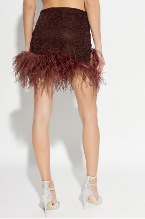 Oseree Skirt with lurex thread and feathers