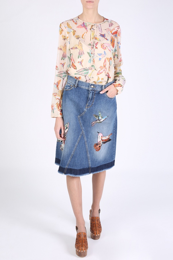 red valentino denim skirt